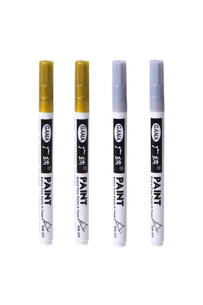 Choice 2gold 2silver 4Pcs/set Oil Based White Black Permanent Paint Markers Pens 0.7mm Extra Fine Waterproo