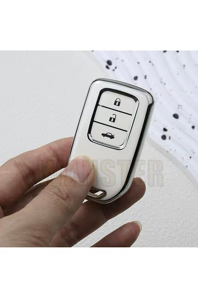 YıldızTuning Key Case Cover for Honda Civic Fc5 Fk7 Hrv Crv City Keyless White-Silver
