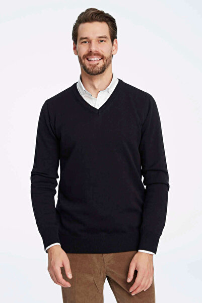 SMILE Cleo Black 100% Cotton V-Neck Sweater