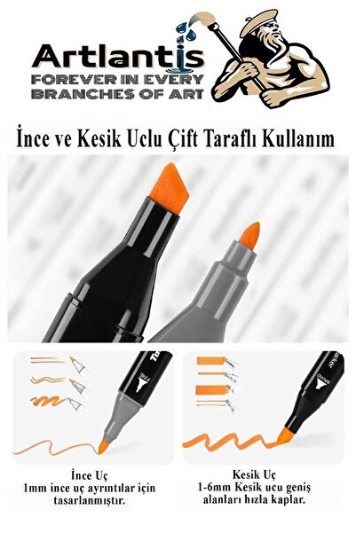 Artlantis 48 Adet Çift Taraflı Marker Kalem Çantalı 1 Paket 48 Renk Touch Markör Aşk İle Boya Mandala Büyükler