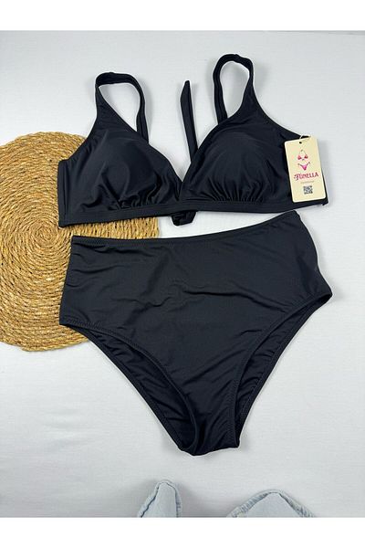 FUNELLA Black Plus Size Women's Bikini Set