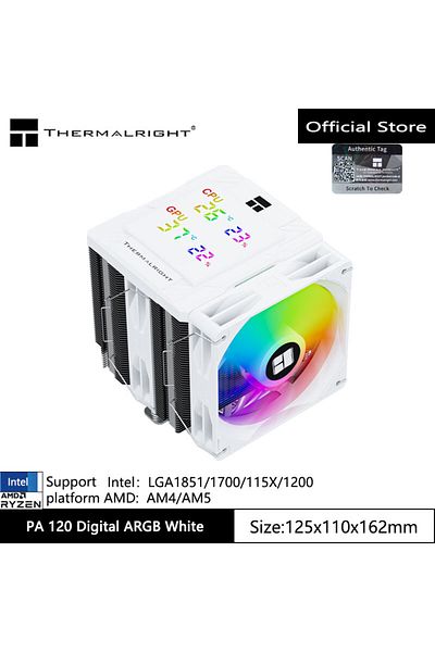 Choice لون ثابت آخر رقمي ARGB أبيض Thermalright PA 120 مشعاع تبريد هواء رقمي للهيكل 6 حرارة