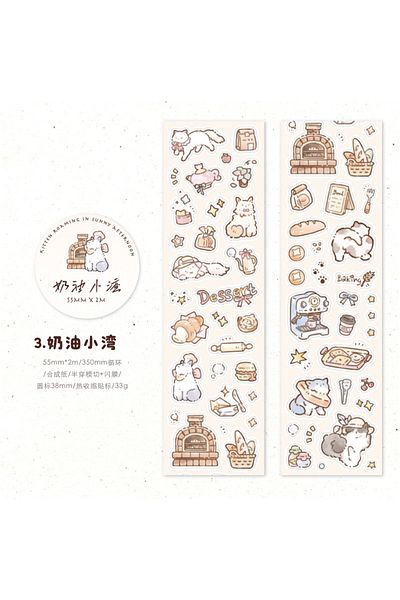 Choice 3 Kitten Synthetic Paper Flash Film Die Cutting Tape Cartoon Cute Children Gooka Decorative Sticker
