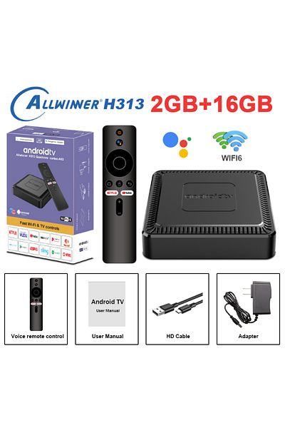Choice EU Plug 2GB 16GB 2025 New Q7 Smart TV Box Android 10 Allwinner H313 Wifi 6 8GB 16GB Rom Android10 G