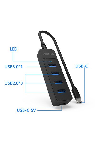 Choice موزع USB 2.0 من النوع C، محول طاقة، موزع USB متعدد المنافذ، موزع USB 3.0 من النوع C، موسع متعدد