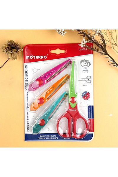 Choice Mi066 Motarro 1/6 قطع 4 أنماط/مجموعة مقص دانتيل بسيط بنمط متموج ورأس دائري صغير للأطفال S