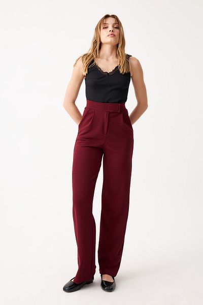 Know Women's Burgundy Lycra Velcro Closure Palazzo Trousers