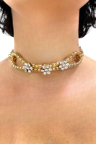 PETEK AKSESUAR Knot Stone Choker Chain Necklace