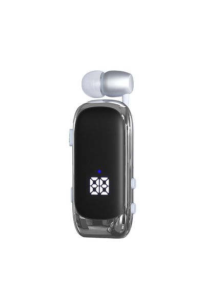 Choice White K88 Lavalier Business Bluetooth 5.4 Headphone Talk/Music Time 20 Hours, LED Digital Display,No