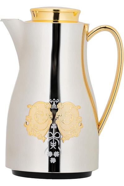 ALSAIF Coffee And Tea Vaccum Flask Set In Nickel/gold / Leak-proof And Keeps Drinks Hot 1.0/1.0 Liter