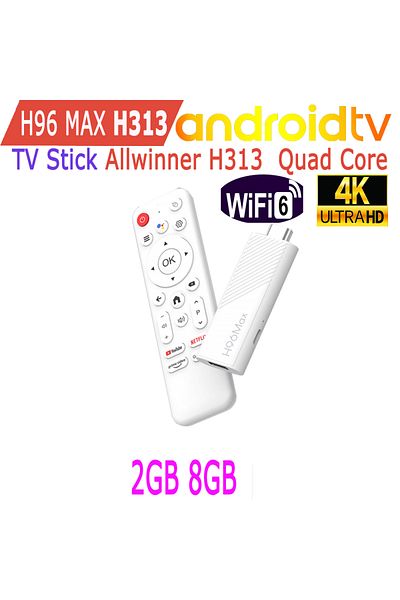 Choice عصا تلفزيون أندرويد H96 Max H313 رباعية النواة Allwinner بدقة 4K HDR وواي فاي 6 وذاكرة وصول عشوائي 2.4 جيجا بايت وذاكرة قراءة فقط 2 جيجا بايت وذاكرة داخلية 16 جيجا بايت
