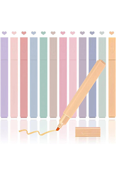 Choice أقلام تمييز ١٢ لونًا، أقلام باستيل لطيفة، أقلام كتابية ١٢ لونًا، لا تنزف، برأس ناعم، أقلام جمالية