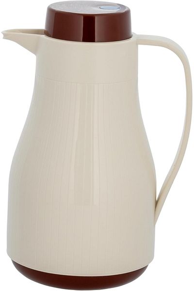 ALSAIF Blu Coffee And Tea Vaccum Flask In White/brown / Leak-proof And Keeps Drinks Hot 1 Liter