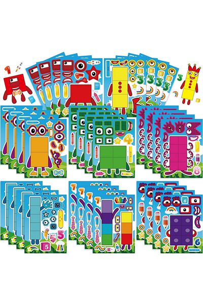 Choice 15x21cm 16 sheets 16 Sheets/Lot Number Blocks Make Your Own Face DIY Puzzle Stickers Party Favors