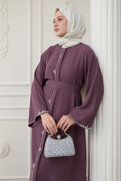 InStyle Long Flower Stone Detail Ferace Rose Kurusu