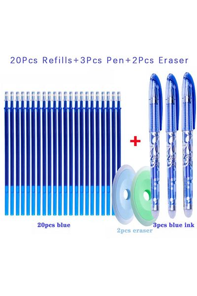 Choice blue set 0.5mm Erasable Gel Pen Set 6 Colors Ink Writing Gel Pens Refills Rods Washable Handle for S