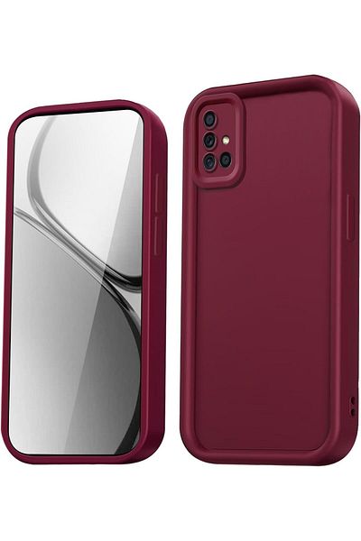 Fibaks Samsung Galaxy A51 Compatible Case Camera Protected Soft Textured Shock Absorbing Burgundy Silicone Cover