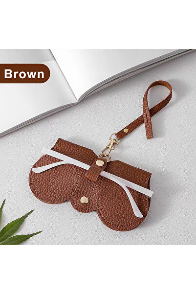 Choice غطاء نظارات بني منقوش من الليتشي قطعة واحدة، غطاء نظارات شمسية معلق لط...