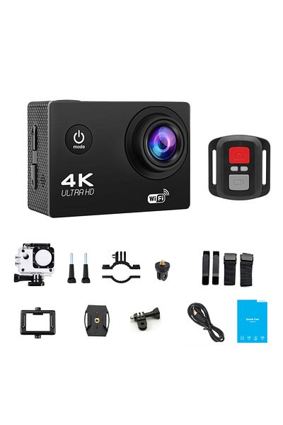 Choice كاميرا أكشن سوداء 32 جيجابايت فائقة الدقة 4K30FPS واي فاي 2.0 بوصة 170D كاميرات تسجيل فيديو للخوذة مقاومة للماء