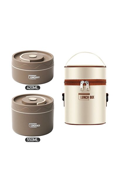 Choice Brown-2 Microwavable Portable Insulated Food Container Lunch Box Stainless Steel Bento Box Insulated