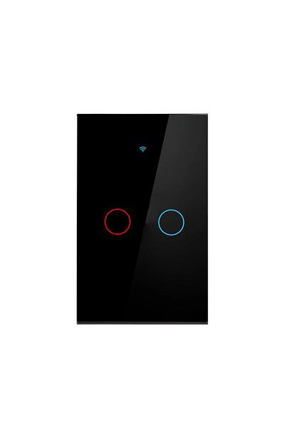Choice US black two Tuya US/EU WiFi Smart Wall Switch RF433 1/2/3 Gang No Neutral Wire Touch Sensor LED Lig