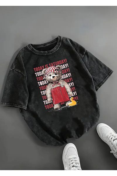 Touz Moda Σήμερα είναι Σάββατο με στάμπα Unisex Oversize T-shirt