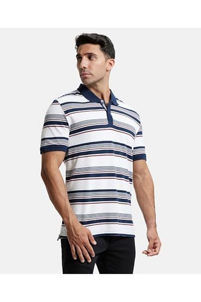 JOCKEY USA Originals Half Sleeve Y/D Polo US93-0103-WHITE/NAVY