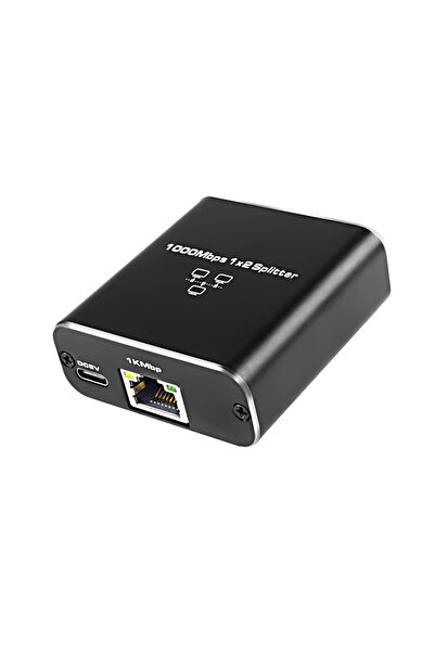 Choice موزع شبكة أسود 1 في 2 محول RJ45 بسرعة 1000 ميجابت في الثانية ومحول جيج...