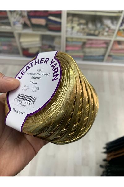 Rengarenk tuhafiye ve hobi Leather Look Metallic Combed Cotton Bag Knitting Rope