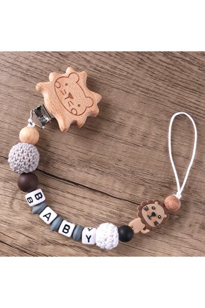 Choice3 مشبك LB-403-khaki من خشب الزان للأطفال على شكل سلسلة مصاصة على شكل أس...