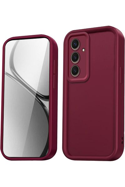 Fibaks Samsung Galaxy S21 Fe Compatible Case with Camera Protection Soft Textured Shock Absorbing Burgundy Silicone Cover