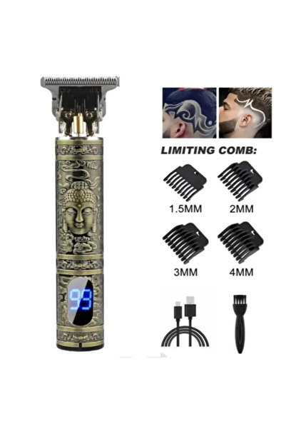 Choice ماكينة حلاقة الشعر الكهربائية Buddha T9 LCD مزودة برأس حلاقة زيتية ودا...