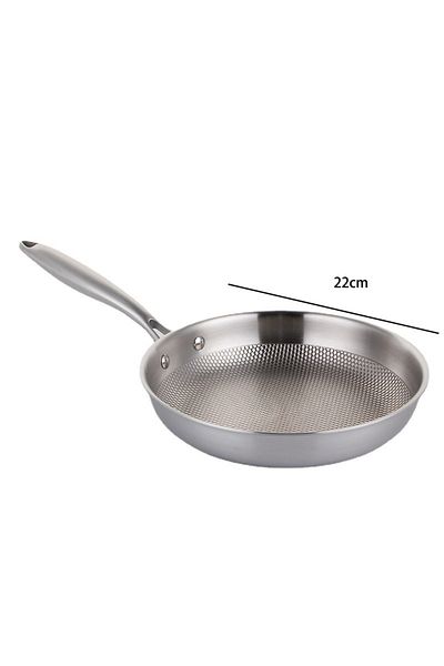 Choice 22cm 304 Stainless Steel wok Frying Pan Fried Steak Pot Uncoated Kitchen Cookware For Gas Stove Indu