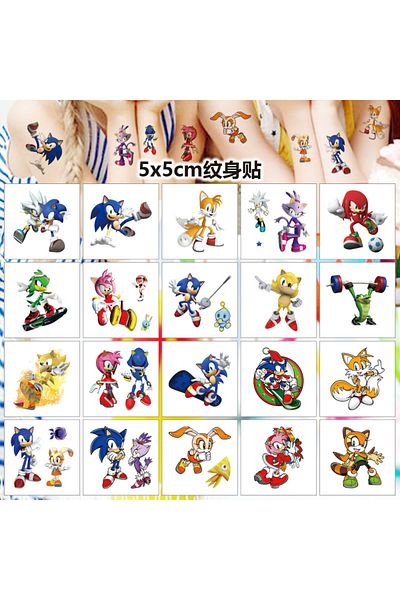 Choice 20PCS 20PCS Cartoon Sonic The Hedgehog Temporary Tattoo Stickers Cute Anime Children Waterproof Tatt