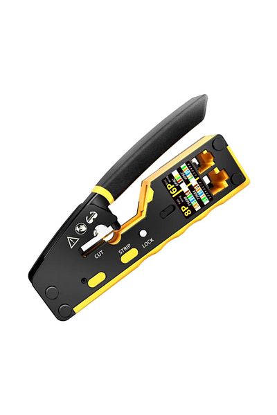 Choice أداة ضغط RJ45 صفراء أداة ضغط إيثرنت تمر عبر أسلاك موصلات Cat6 Cat5 Cat5e RJ45