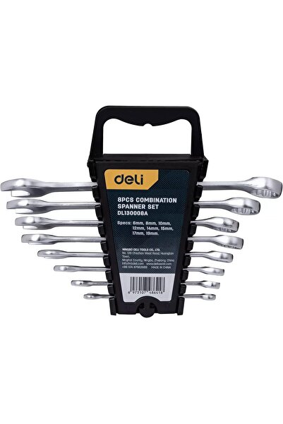 Deli - مجموعة من 8 مفاتيح ربط متنوعة بمقاسات 6-8 - 10-12 - 14-15 - 17 و19 مم