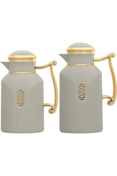 ALSAIF Diva Heat-insulated Leakproof Coffee And Tea Carafe By Al Saif, Gray/gold, 0.7/1.0 Liter, Pack Of 2