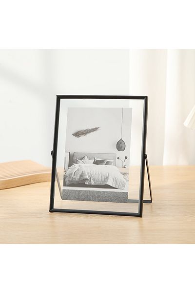 Choice 4inch Black 4/6inch Metal Photo Frame Gold Black Rectangle Acrylic Transparent Surface Folding Pictu