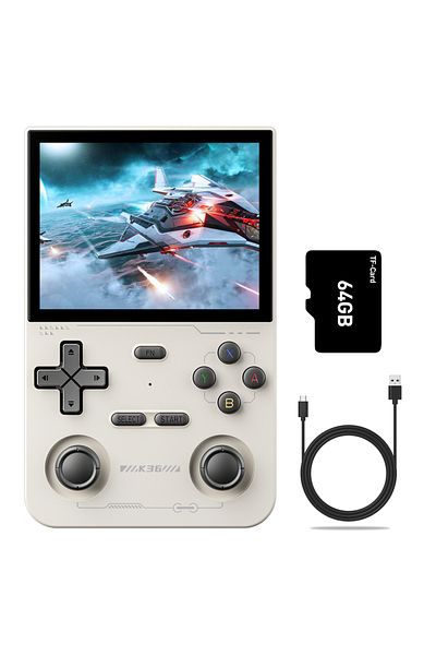 Choice White GAMINJA K36 3.5Inch IPS Screen Handheld Game Console 64GB Memory Classic Games Portable Handhe