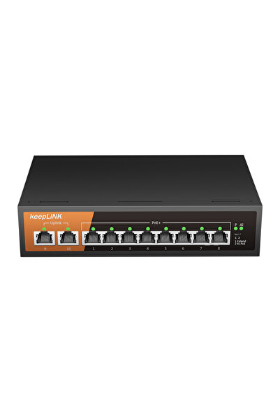 Choice1 Switch with EU Plug KeepLiNK 10-Port Megabit Ethernet Switch with 8-PoE Ports and 2-Ethernet Uplink