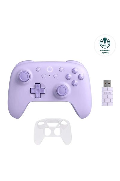 Choice وحدة تحكم ألعاب لاسلكية 8bitdo Ultimate 2c، لون بنفسجي مع حافظة، لأجهزة الكمبيوتر الشخصية، ويندوز 10، 11، منصة ستيم، R