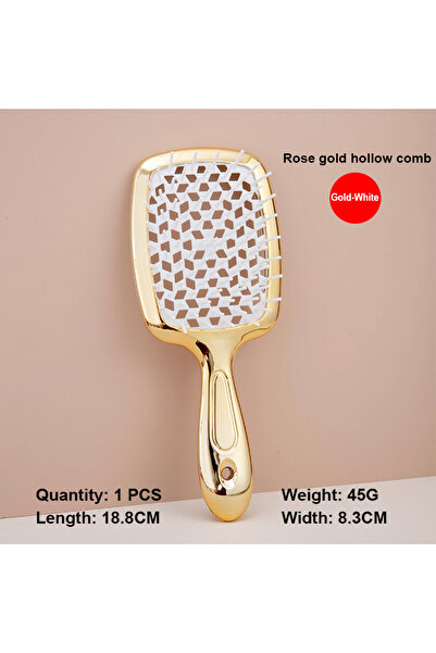 Choice مشط وسادة هوائية ذهبي وردي أبيض قطعة واحدة مشط شعر ذهبي متشابك فرشاة شعر تدليك مضادة للكهرباء الساكنة مجوف