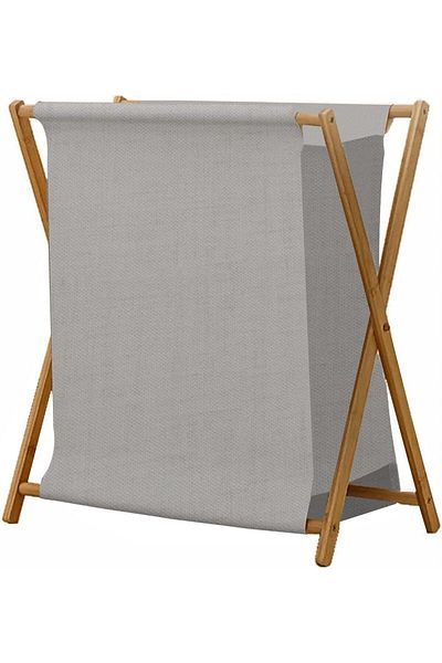 COOYA Bamboo Laundry Basket, Portable Collapsible with Removable Liner Bag, X Frame, for Bathroom(Grey)