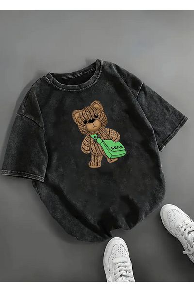 Touz Moda Μπλουζάκι Unisex Oversize με στάμπα Cute Bear