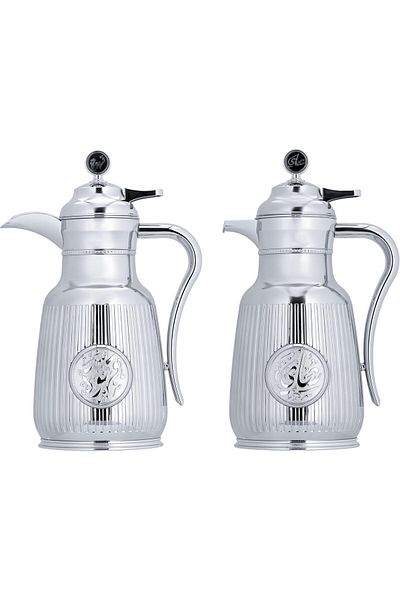 ALSAIF Coffee And Tea Vaccum Flask Set In Chrome / Leak-proof And Keeps Drinks Hot 1.0/1.0 Liter