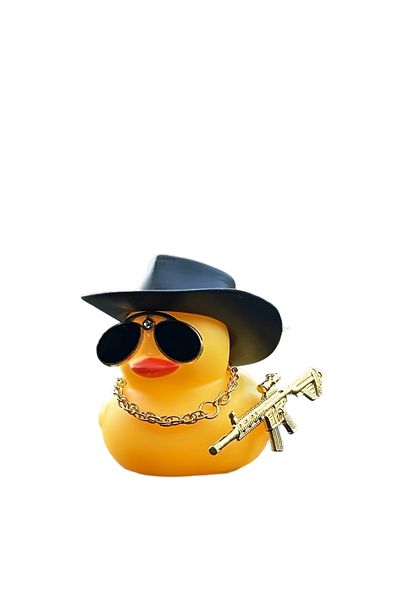 Choice Yellow 1 cute yellow duck car ornament with black hat and sunglasses, car decoration, holiday gift
