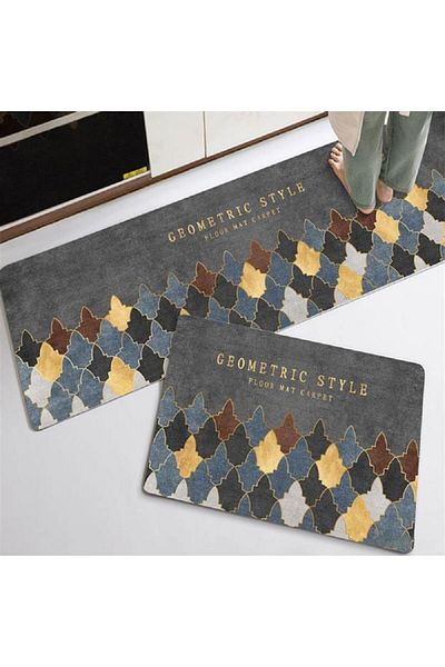 COOYA 2-Piece Kitchen Rug, Decorative Non-Slip Washable Floor Mat, Water Absorbent and Quick Drying