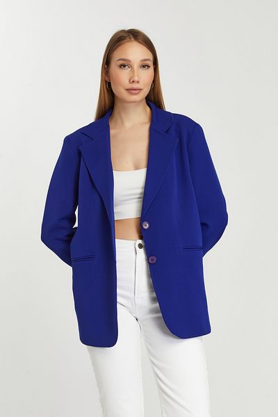 Bolivente Jachetă blazer cu căptușeală normală Sax Blue pentru femei