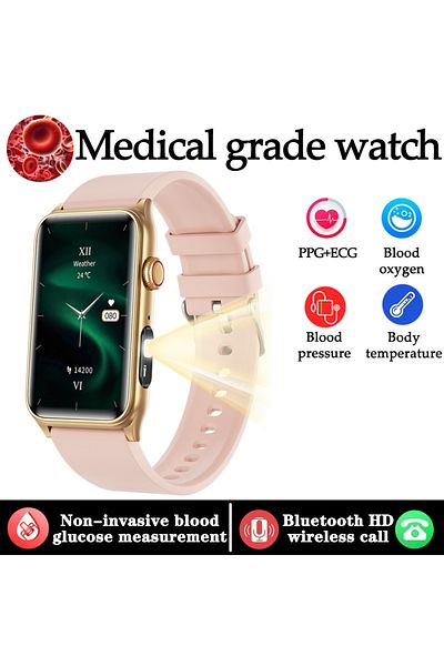 Choice Pink New AI Medical Diagnostic Blood Sugar Smart Watch Men Sports Fitness Tracker Bluetooth Call Hea