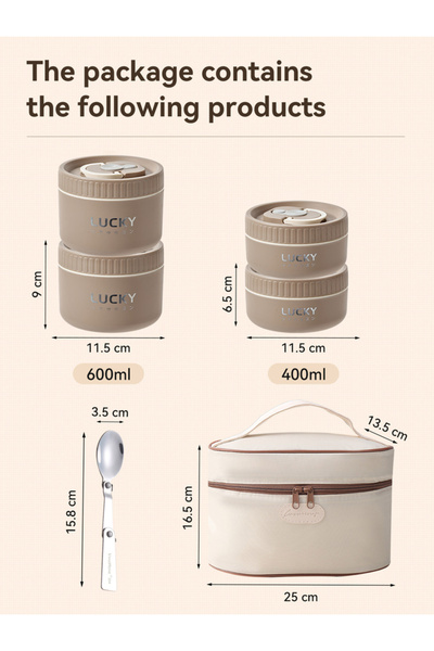 WORTHBUY مجموعة صندوق غداء بينتو كاكي 2000 مل، حاوية غداء محمولة دافئة مع حقي...